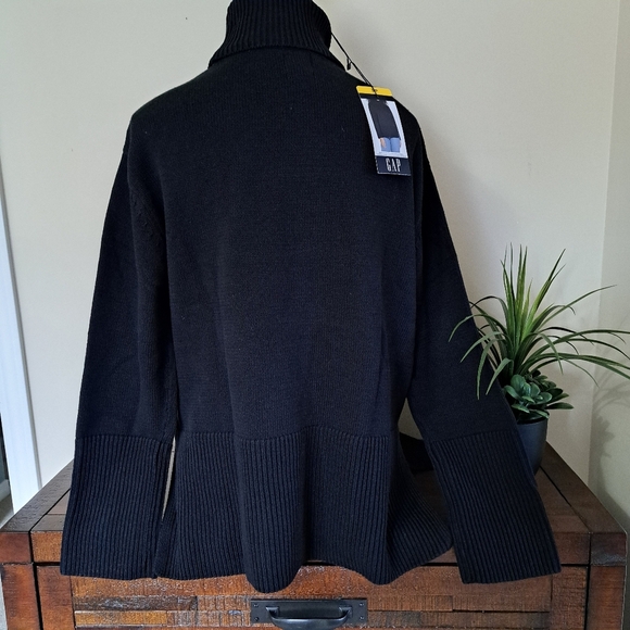 ❤️Gap Turtleneck Sweater Women's Small Black Split Hem Chunky Knit Ribbed … - Picture 6 of 15